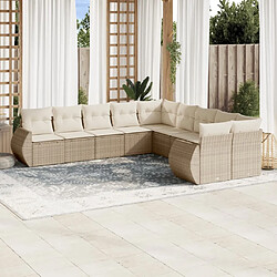 Maison Chic Salon de jardin avec coussins 10 pcs | Ensemble de Table et chaises | Mobilier d'Extérieur beige résine tressée -GKD60273