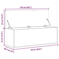 vidaXL Boîte de rangement gris béton 102x35x35 cm bois d'ingénierie pas cher