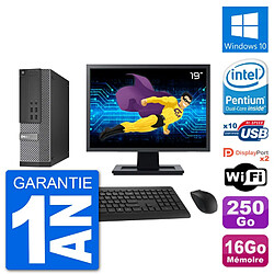 PC Dell 7020 SFF Ecran 19" Intel G3220 RAM 16Go Disque Dur 250Go Windows 10 Wifi - Occasion