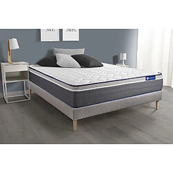 ACTISOM Ensemble matelas ACTIFLEX PLUS 140x200 Ressorts ensachés+Mémoire de forme Maxi épaisseur 7zones confort + sommier KIT gris