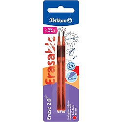 Recharge de gomme Pelikan Blister 2 Erase 2.0 - Idéale pour crayons et stylos - Couleur rouge