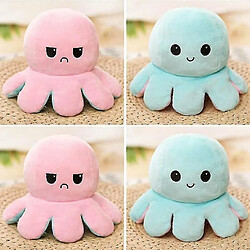 Universal (Rose et bleu clair) Flip double face réversible Octopus Soft Toys Marine Life Animals Doll Funny