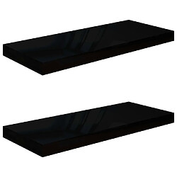 Maison Chic Lot de 2 Étagère murale flottante,Etagère de rangement Noir brillant 60x23,5x3,8 cm MDF -MN21040