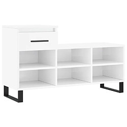 Maison Chic Armoire à chaussure,Meuble à Chaussures Blanc brillant 102x36x60 cm Bois ingénierie -MN35717