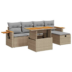 vidaXL Salon de jardin avec coussins 6 pcs beige résine tressée