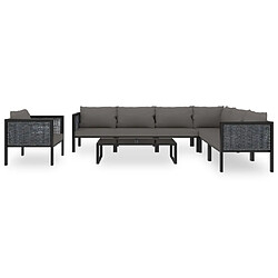 Avis Maison Chic Salon de jardin 8 pcs + coussins - Mobilier/Meubles de jardin - Table et chaises d'extérieur Résine tressée Anthracite -MN47425