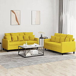 Maison Chic Ensemble de canapés 2 pcs avec coussins, Canapé droit Sofa pour Salon Jaune Velours -GKD122288