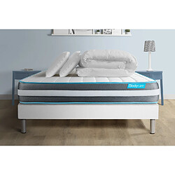 Bodycare Pack 160x200 matelas BodyForm + sommier kit blanc + Couette 260x240cm + 2 oreillers 60x40cm