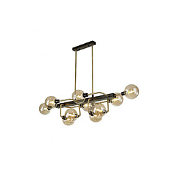 Luminaire Center Suspension 10 ampoules Cuivres Antique,Noir mat