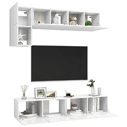 Avis Maison Chic Ensemble de meubles TV 5 pcs | Banc TV Moderne pour salon | Meuble de Rangement - Blanc brillant Aggloméré -MN41176