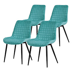 ML-Design Lot de 4 Chaises de Salle à Manger, Pétrole, Assise en Velours avec Pieds Métalliques Noirs