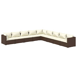 Maison Chic Salon de jardin 9 pcs + coussins - Mobilier/Meubles de jardin - Table et chaises d'extérieur Résine tressée Marron -MN82633