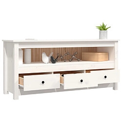 Maison Chic Meuble TV scandinave - Banc TV pour salon Blanc 114x35x52 cm Bois de pin massif -MN17229 pas cher