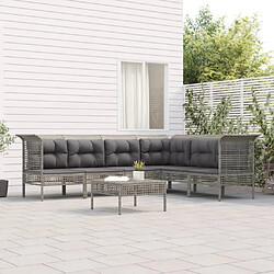 Maison Chic Salon de jardin 7 pcs + coussins - Mobilier/Meubles de jardin - Table et chaises d'extérieur Gris Résine tressée -MN52232