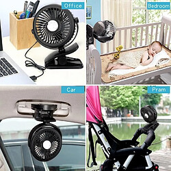 Avis Petit Ventilateur Clip de 3 Vitesses Réglables Electrique Ventilateur a Pile USB Rechargeable Rotation à 360 Poussette, Camping