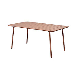 Acheter Mes Ensemble table de jardin + 6 chaises en métal terracotta - BACA