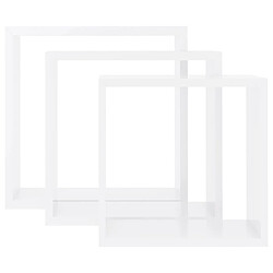 Acheter Maison Chic Lot de 3 Étagères murales,Étagère Rangement flottate sous forme de cube Blanc MDF -MN87351