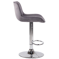 Avis Decoshop26 Tabouret de bar chaise haute x1 en velours gris foncé coutures verticales support en métal chromé 10_0005106