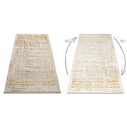 RUGSX Tapis moderne DUKE 51523 beige or - Cadre, structuré, très doux, franges 120x170 cm