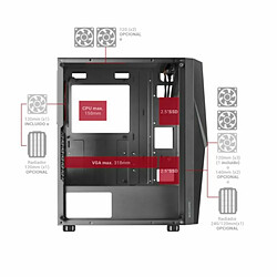 Boîtier ATX semi-tour Mars Gaming MC777 LED RGB Noir