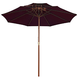 ComfortXL Parasol Double Avec Mât En Bois Rouge Bordeaux 270 Cm