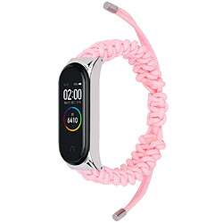 Bracelet en nylon corde tressée, réglable, rose pour Xiaomi Mi Band 5/6