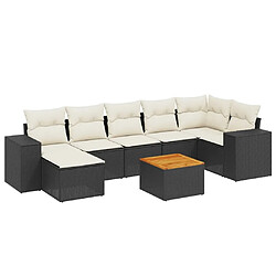 Maison Chic Ensemble Tables et chaises d'extérieur 8 pcs avec coussins,Salon de jardin noir résine tressée -GKD966619