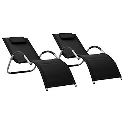 vidaXL Chaises longues textilène lot de 2 noir et gris