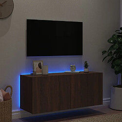 Avis vidaXL Meuble TV mural avec lumières LED chêne marron 100x35x41 cm