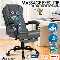 ALFORDSON Fauteuil de Bureau de Massage avec Repose-pieds Siège de jeu Exécutif