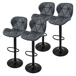 ML-Design Lot 4 tabourets de bar rembourrées en simili anthracite hauteur réglable 59-79cm