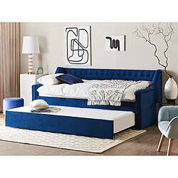 Beliani Lit gigogne en velours bleu 90 x 200 cm MONTARGIS