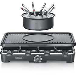 Avis Combiné Raclette-Fondue - SEVERIN - RG2347 - 8 pers - Caquelon avec 8 fourchettes et 8 spatules - Noir