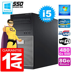 PC Tour DELL 7010 Core I5-2400 Ram 8Go Disque 480 Go SSD Graveur DVD Wifi W7 - Occasion