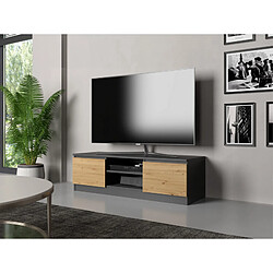 Vivaldi Meuble TV Malawi Anthracite Chene Artisan 120 cm