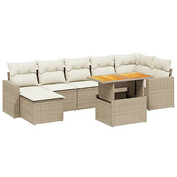 vidaXL Salon de jardin avec coussins 8 pcs beige résine tressée