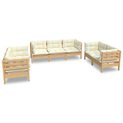 Maison Chic Salon de jardin 7 pcs + coussins - Mobilier/Meubles de jardin - Table et chaises d'extérieur crème Bois de pin massif -MN56298