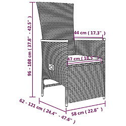 vidaXL Ensemble de salon de jardin 3 pcs gris poly rotin et acacia pas cher