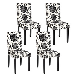 Mendler Lot de 4 chaises de séjour Littau ~ tissu jacquard, pieds foncés