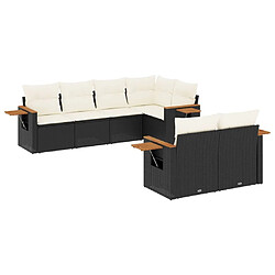 Maison Chic Salon de jardin 7 pcs avec coussins | Ensemble de Table et chaises | Mobilier d'Extérieur noir résine tressée -GKD55147