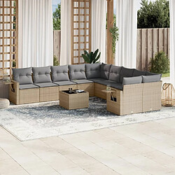 Maison Chic Salon de jardin 11 pcs avec coussins | Ensemble de Table et chaises | Mobilier d'Extérieur beige résine tressée -GKD64745