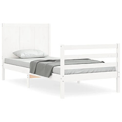 Maison Chic Cadre/structure de lit avec tête de lit pour adulte - Lit Moderne Chambre blanc petit simple bois massif -MN16221