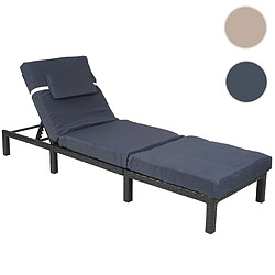 Mendler Chaise longue HWC-A51, polyrotin, bain de soleil, transat de jardin ~ Premium anthracite, coussin gris