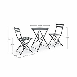 Mes Ensemble de balcon table et 2 chaises en acier anthracite - BACA pas cher