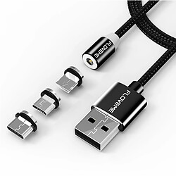 Avis Wewoo Câble de charge Magnétique noir pour iPhone, iPad, Galaxy, Sony, Huawei, Xiaomi, LG, HTC, Lenovo et autres smartphones 1m 2A Lightning 8 broches + Micro USB + USB-C / Type-C à USB de en nylon,