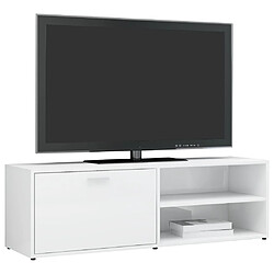 Avis Maison Chic Meuble TV scandinave - Banc TV pour salon Blanc brillant 120x34x37 cm Aggloméré -MN89569