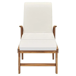 Acheter Maison Chic Chaise longue avec coussin | Bain de soleil Relax | Transat Bois de teck solide Crème -GKD34356