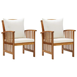 Maison Chic Lot de 2 Chaises de jardin,Fauteuil d'extérieur avec coussins Bois d'acacia massif -MN61763