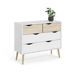 Acheter Cstore Commode 4 tiroirs - Blanc / Chene - Pietement évasé en bois massif - 98,7 x 39,1 x 81,7 cm