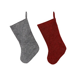 Avis Mobili Rebecca Lot 2 Bas De Noël Befana Épiphanie Rouge Gris Tissu Avec Elfe Elf Gnome